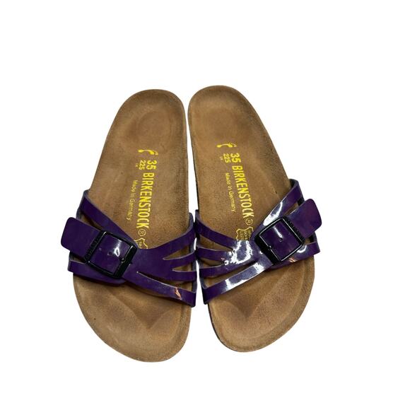 Birkenstock Molina Sandals Women 35 Purple Patent Leather Slip On Comfort Cork - Picture 1 of 6
